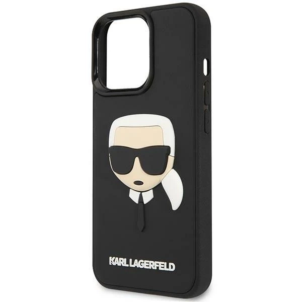 Etui Karl Lagerfeld KLHCP14LKH3DBK na iPhone 14 Pro 6,1" pevné puzdro 3D Rubber Karl`s Head